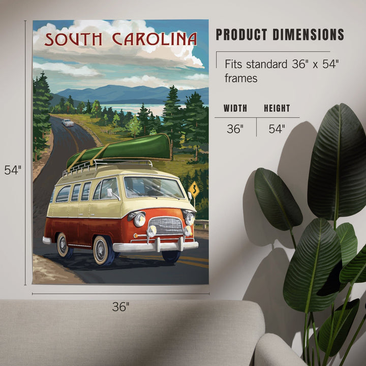 South Carolina, Camper Van and Lake, Art & Giclee Prints Art Lantern Press
