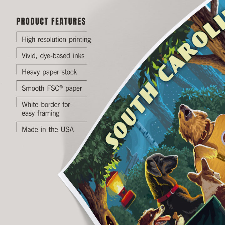 South Carolina, Painterly, Pack Life, Dogs Around Campfire, Art & Giclee Prints Art Lantern Press