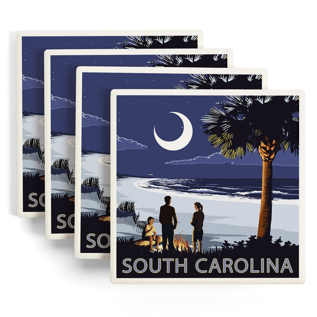 South Carolina, Palmetto Moon and Bonfire, Coasters Coasters Lantern Press