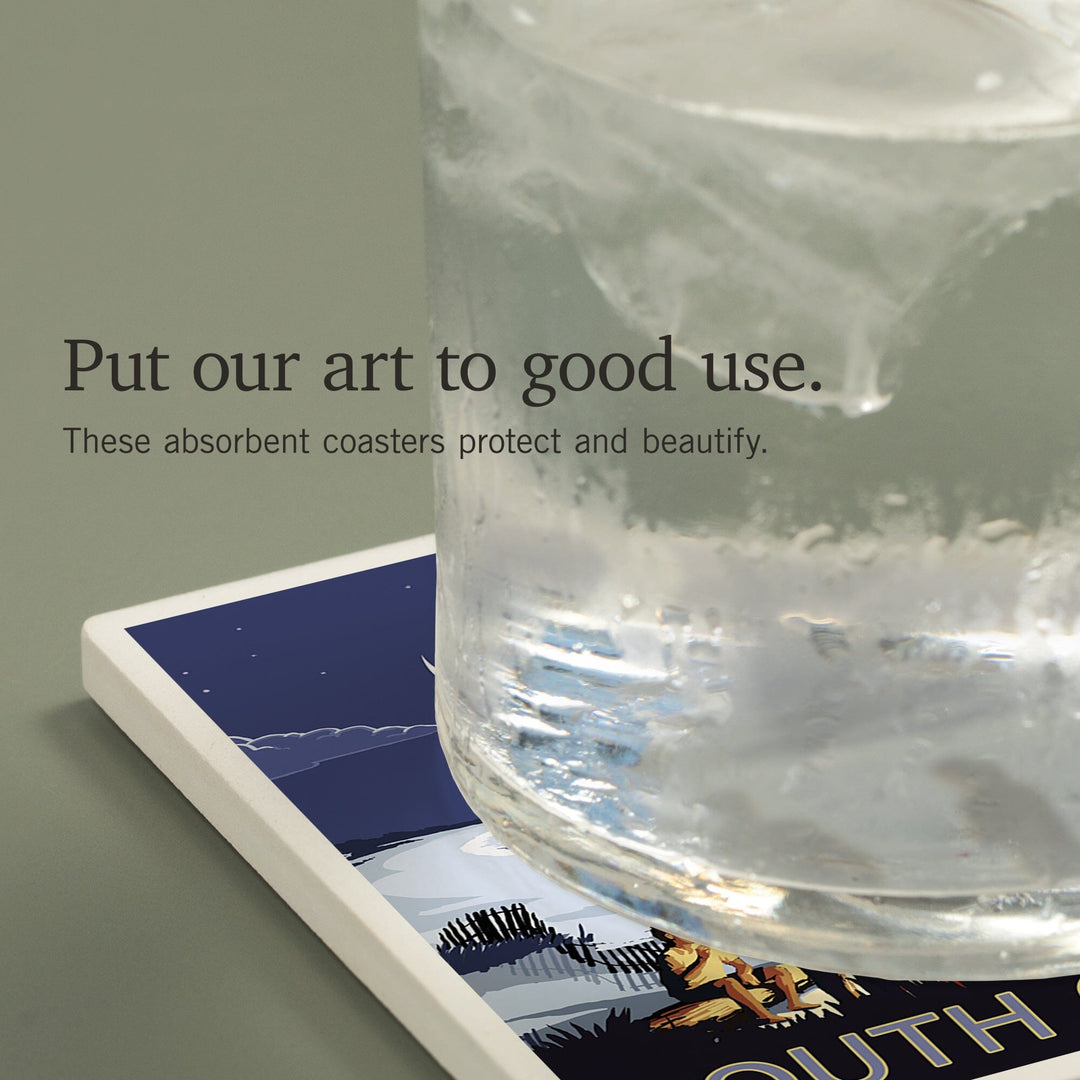 South Carolina, Palmetto Moon and Bonfire, Coasters Coasters Lantern Press