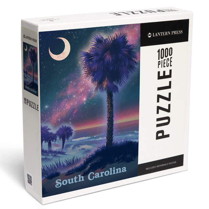 South Carolina, Palmetto Moon, Lithograph, Jigsaw Puzzle Puzzle Lantern Press