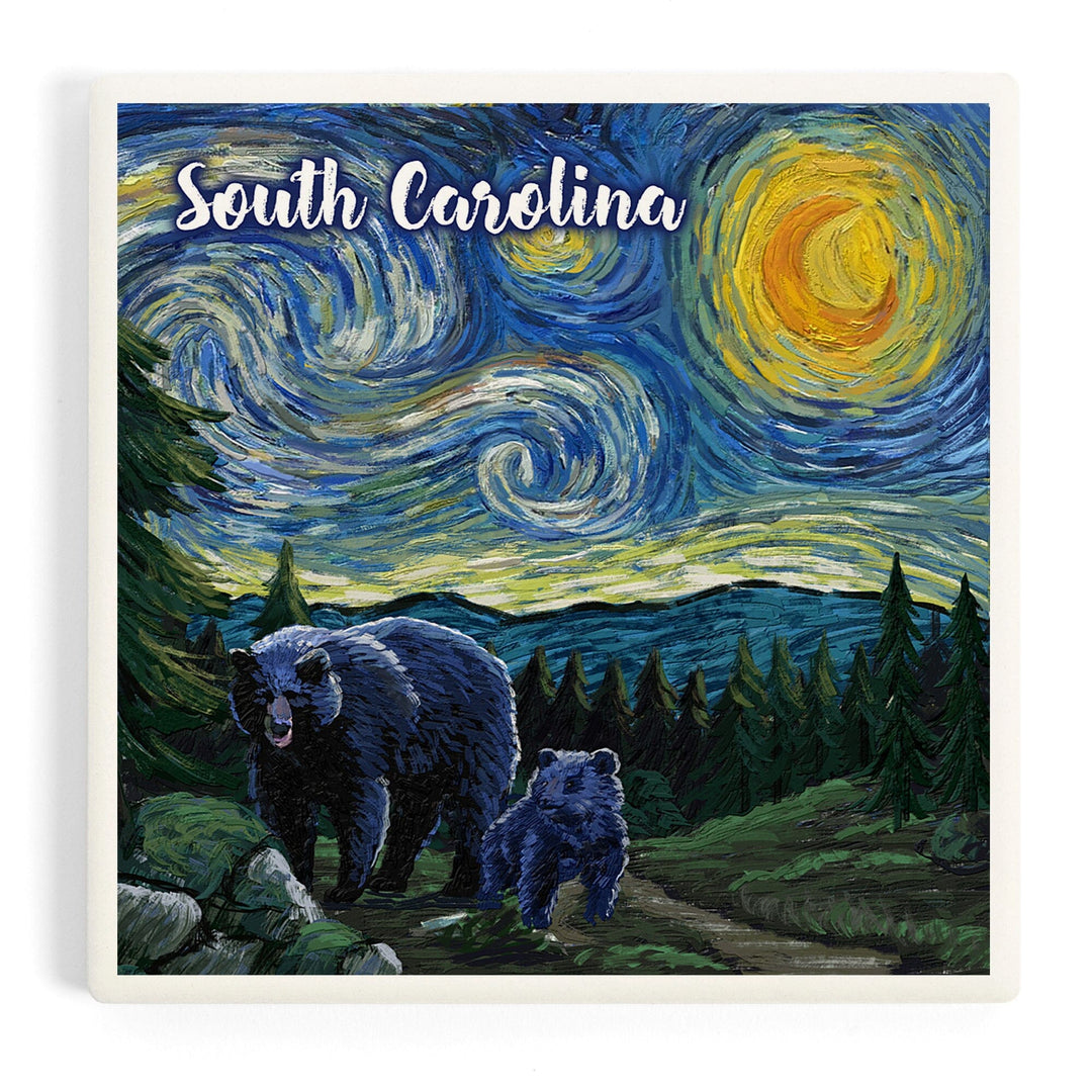 South Carolina, Starry Night, Bear and Cub, Coasters Coasters Lantern Press