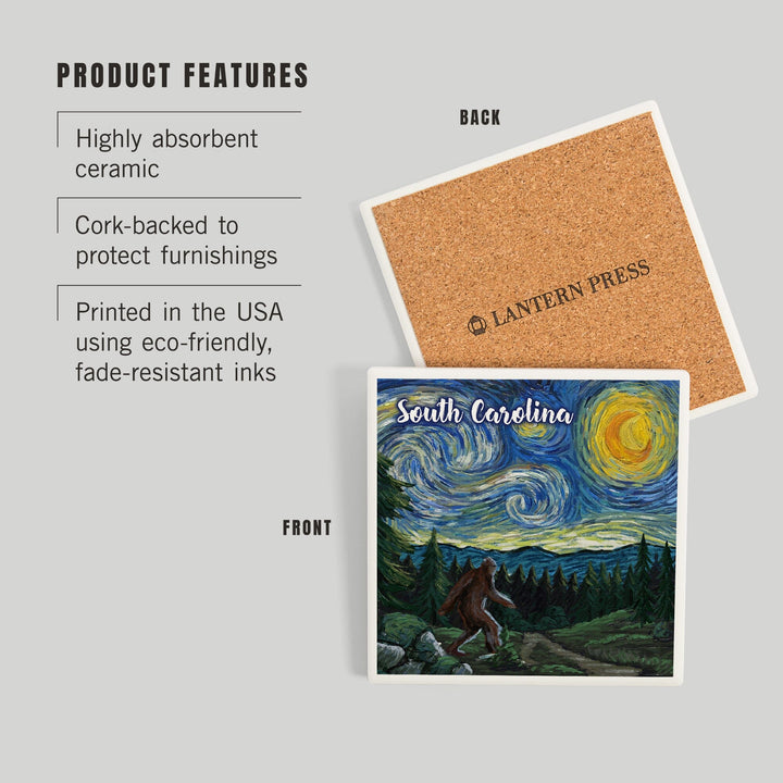 South Carolina, Starry Night, Bigfoot, Coasters Coasters Lantern Press