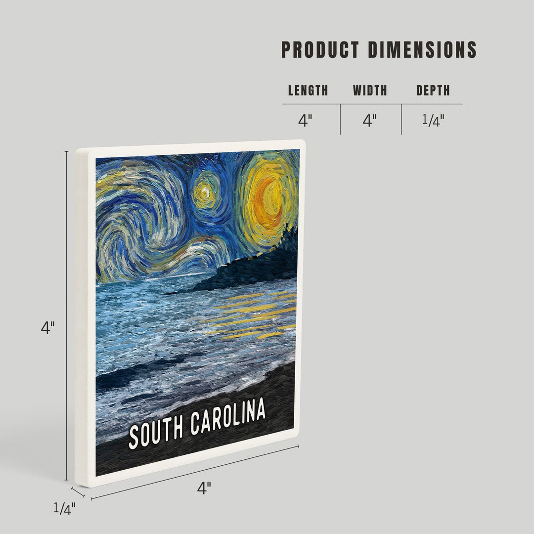 South Carolina, Starry Night, Coastline, Coasters Coasters Lantern Press