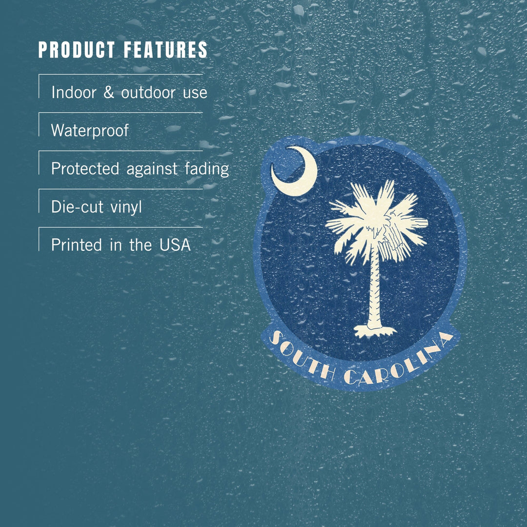 South Carolina, State Flag, Letterpress, Contour, Vinyl Sticker Sticker Lantern Press