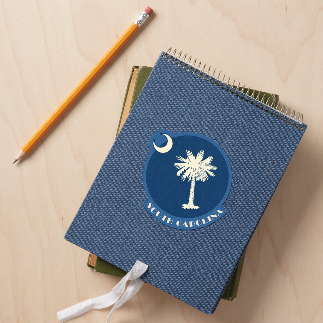 South Carolina, State Flag, Letterpress, Contour, Vinyl Sticker Sticker Lantern Press