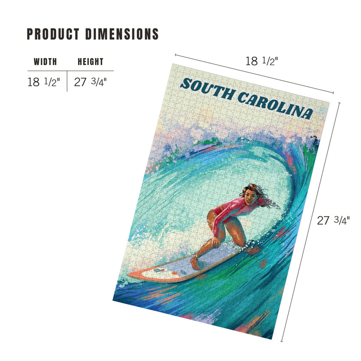 South Carolina, Vitamin Sea, Coastal Series, Surfer Girl, Jigsaw Puzzle Puzzle Lantern Press