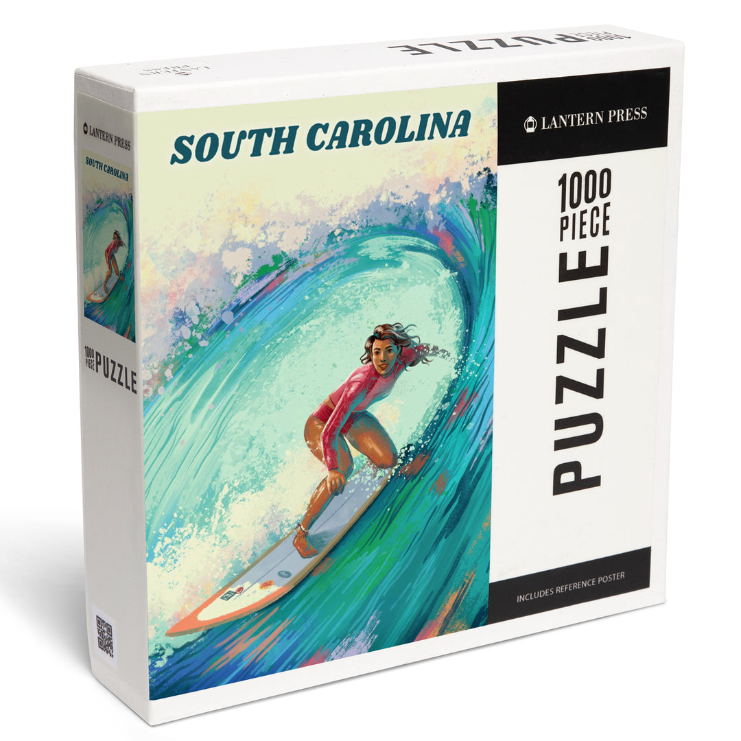 South Carolina, Vitamin Sea, Coastal Series, Surfer Girl, Jigsaw Puzzle Puzzle Lantern Press