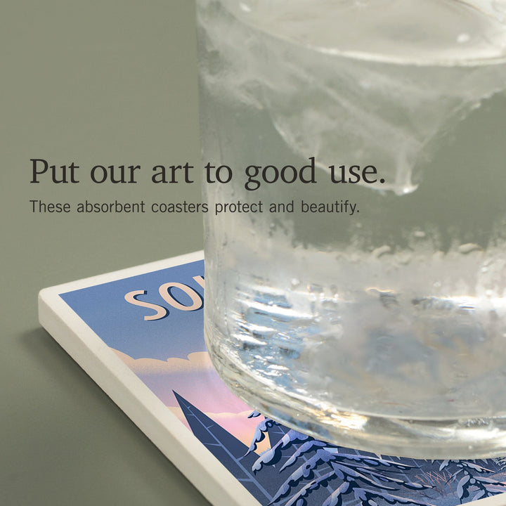 South Dakota, Chill on the Uphill, Ski Lift, Coasters Coasters Lantern Press