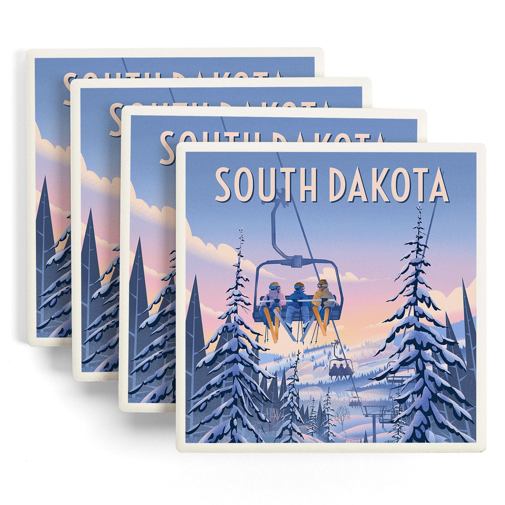 South Dakota, Chill on the Uphill, Ski Lift, Coasters Coasters Lantern Press