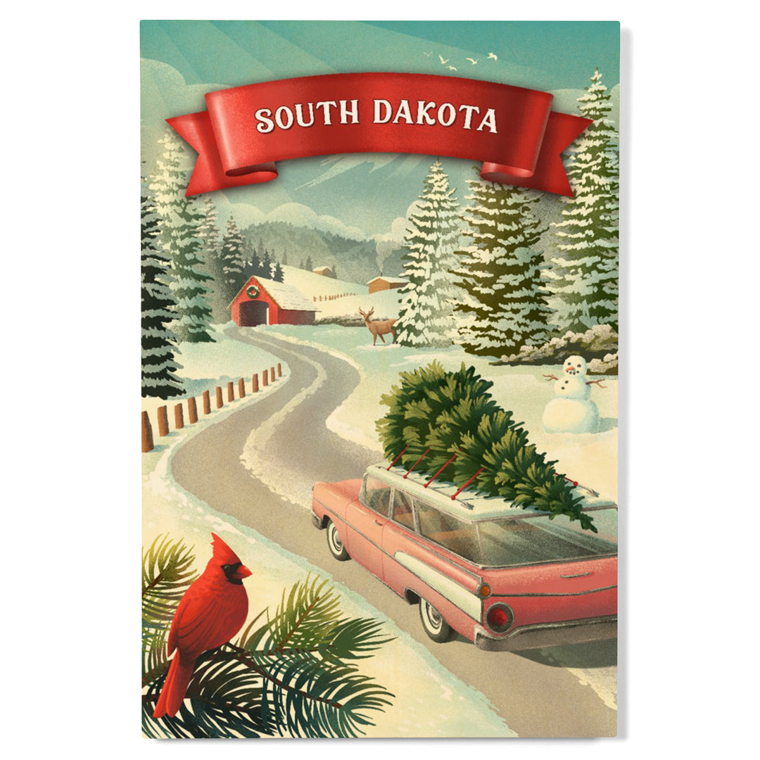 South Dakota, Christmas Holiday Tradition, Wood Signs and Postcards Wood Lantern Press