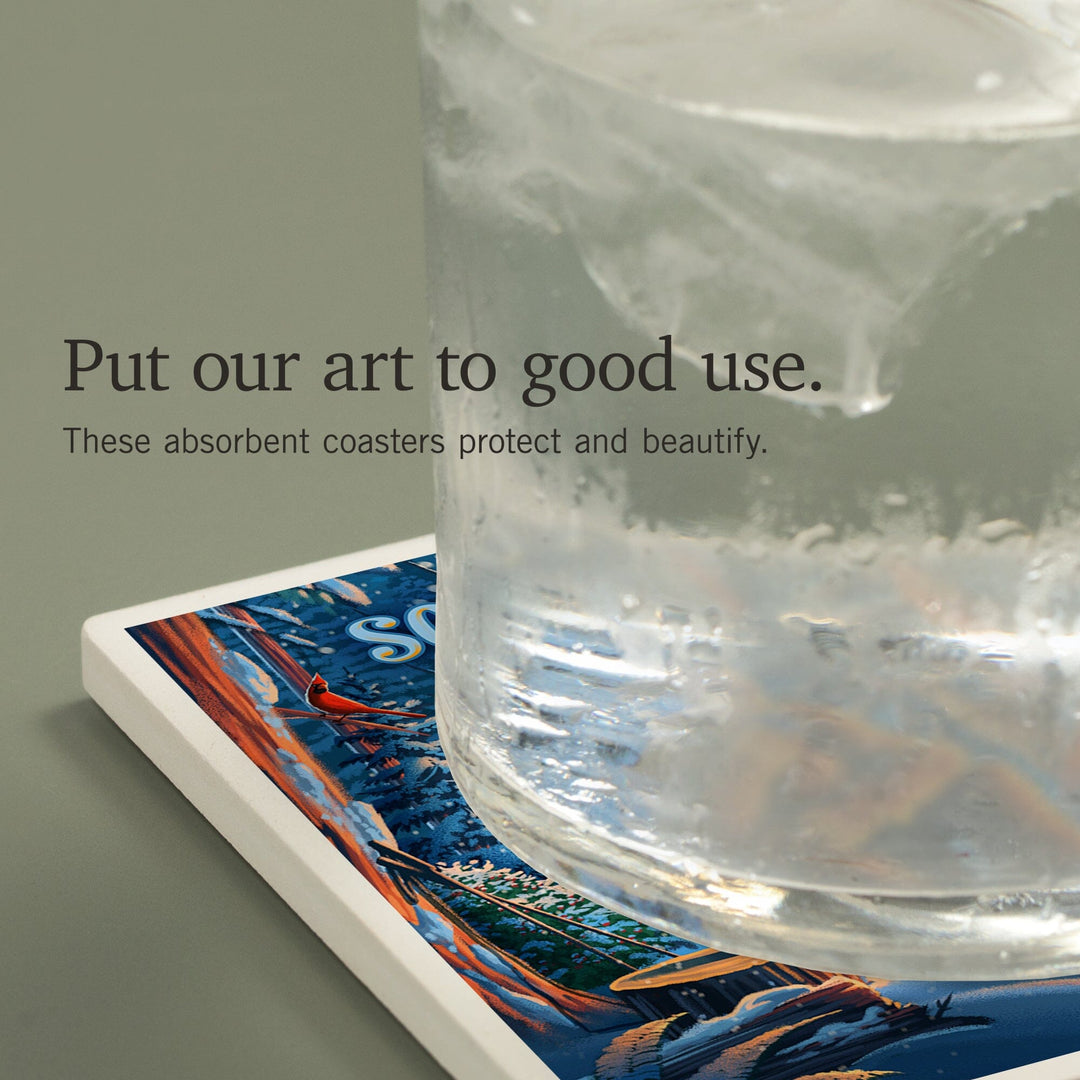 South Dakota, Find Your Inner Squatch, Camping Bigfoot, Coasters Coasters Lantern Press