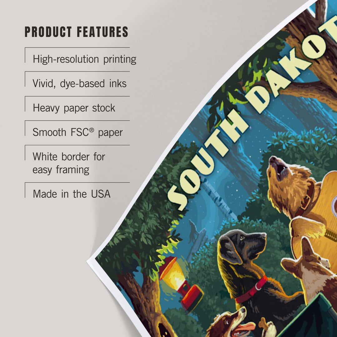 South Dakota, Painterly, Pack Life, Dogs Around Campfire, Art & Giclee Prints Art Lantern Press