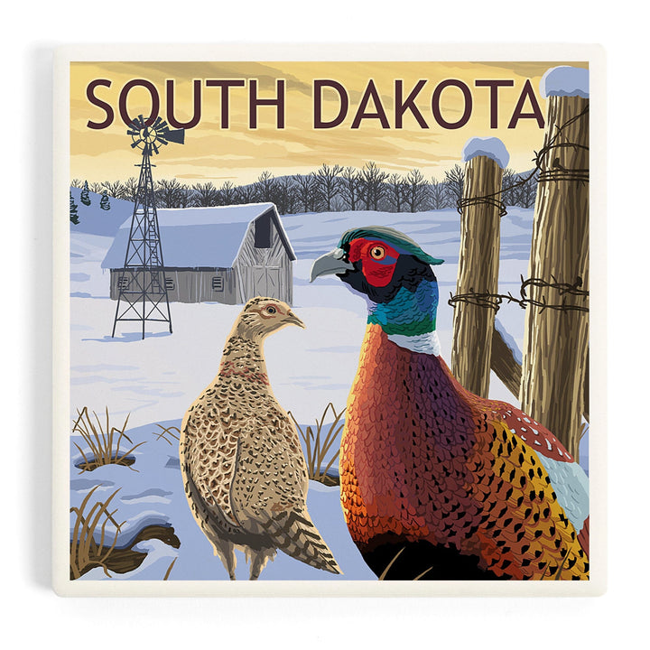 South Dakota, Pheasants, Coasters Coasters Lantern Press