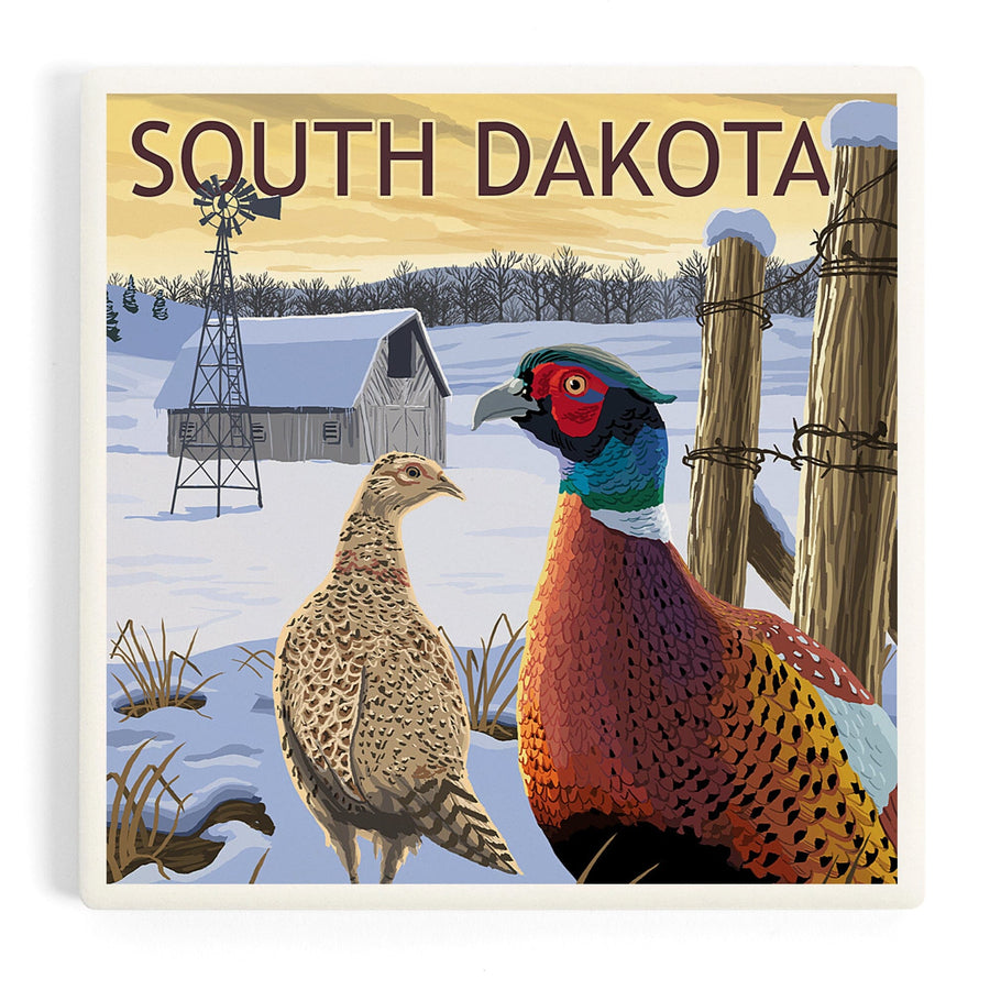 South Dakota, Pheasants, Coasters Coasters Lantern Press