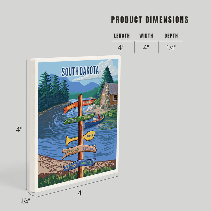 South Dakota, Signpost, River, Coasters Coasters Lantern Press