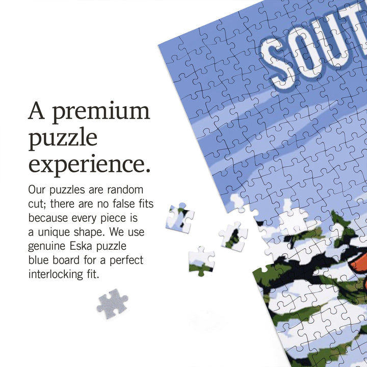 South Dakota, Signpost, Ski and Snow, Jigsaw Puzzle Puzzle Lantern Press