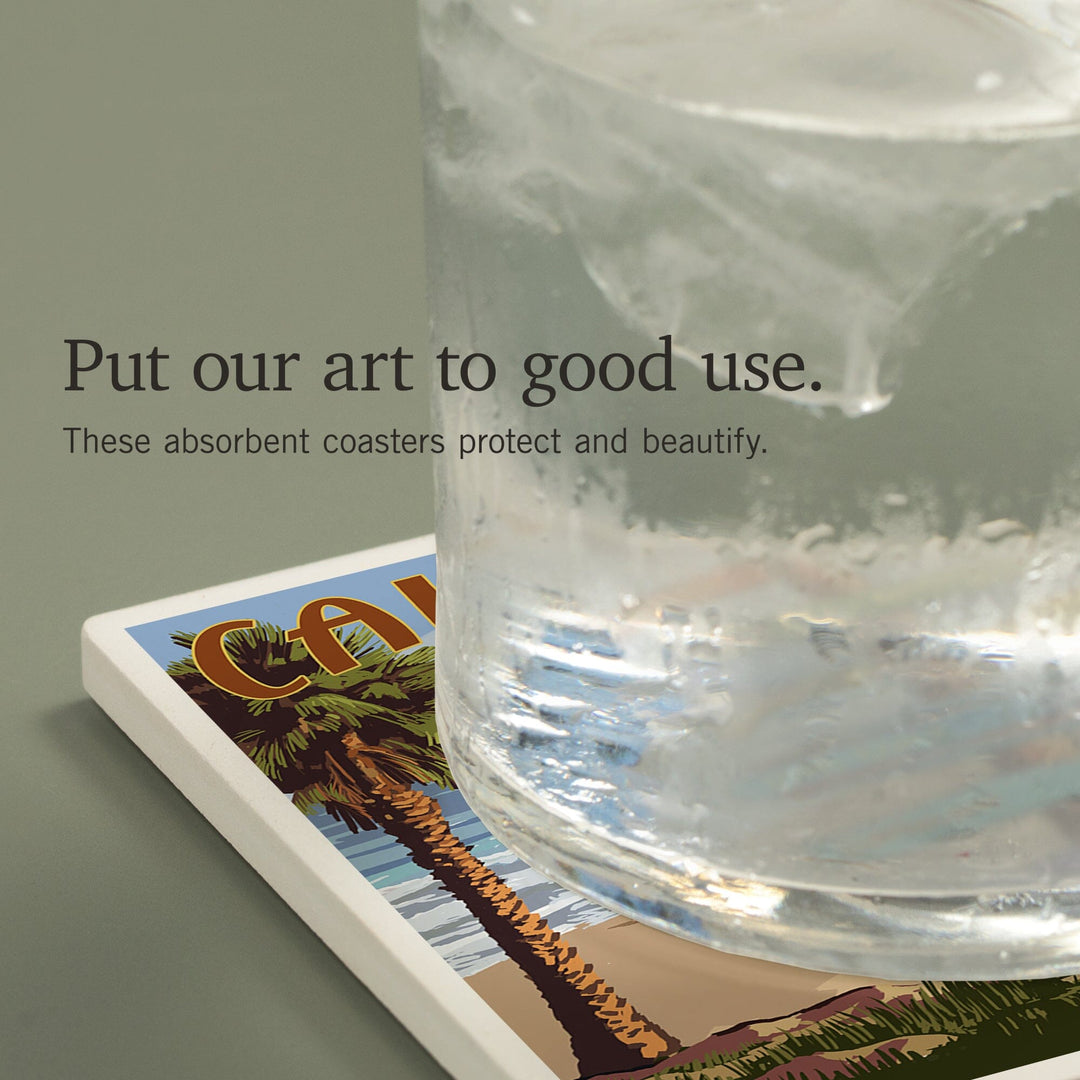 Southern California Beaches, Destinations Sign, Coasters Coasters Lantern Press