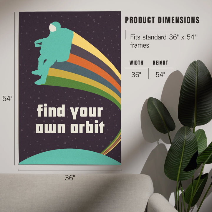 Space Is The Place Collection, Rainbow Astronaut With Jetpack, Find Your Own Orbit, Art & Giclee Prints Art Lantern Press