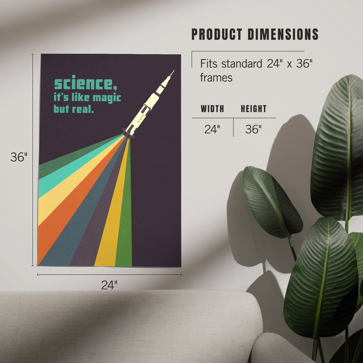 Space Is The Place Collection, Rainbow Rocket, Science It's Like Magic But Real, Art & Giclee Prints Art Lantern Press