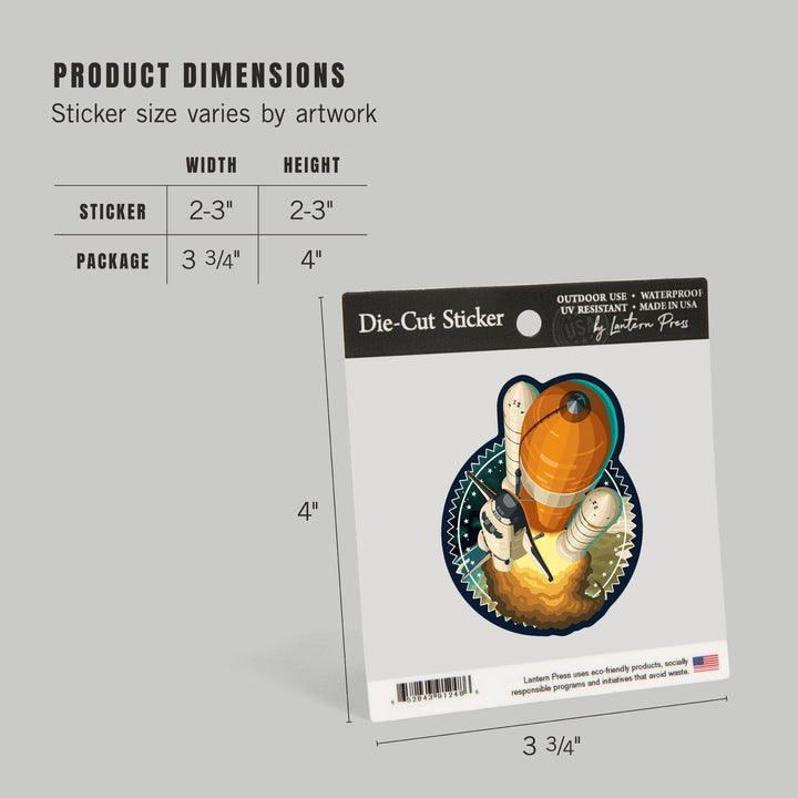 Space Shuttle Entering Orbit, Contour, Lantern Press Artwork, Vinyl Sticker Sticker Lantern Press