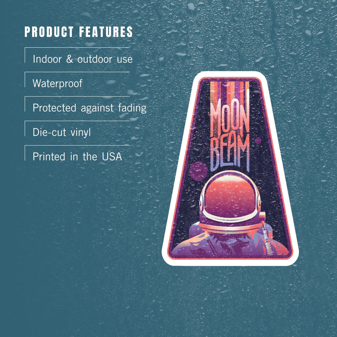 Spacethusiasm Collection, Astronaut, Moon Beam, Contour, Vinyl Sticker Sticker Lantern Press