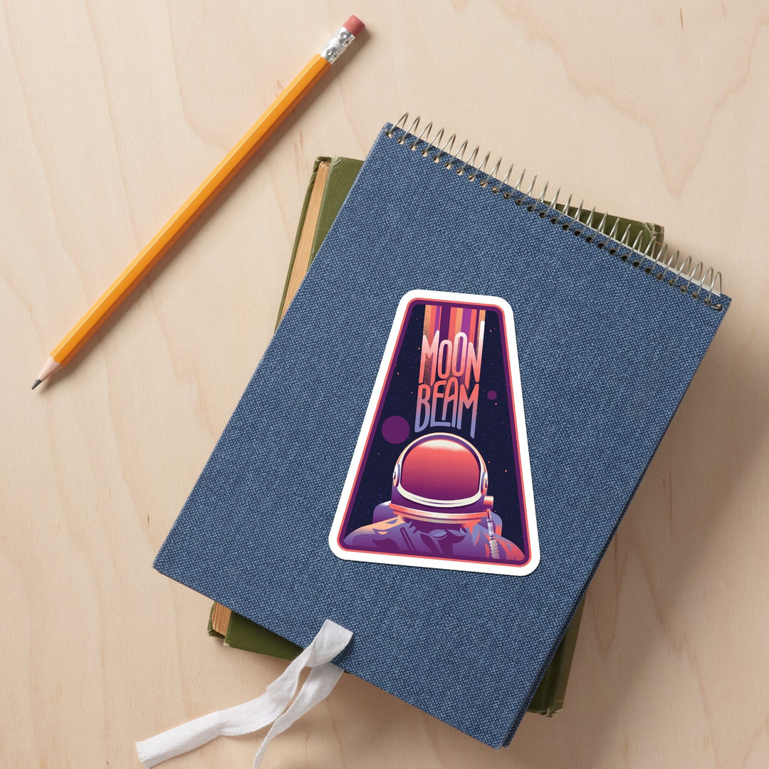 Spacethusiasm Collection, Astronaut, Moon Beam, Contour, Vinyl Sticker Sticker Lantern Press