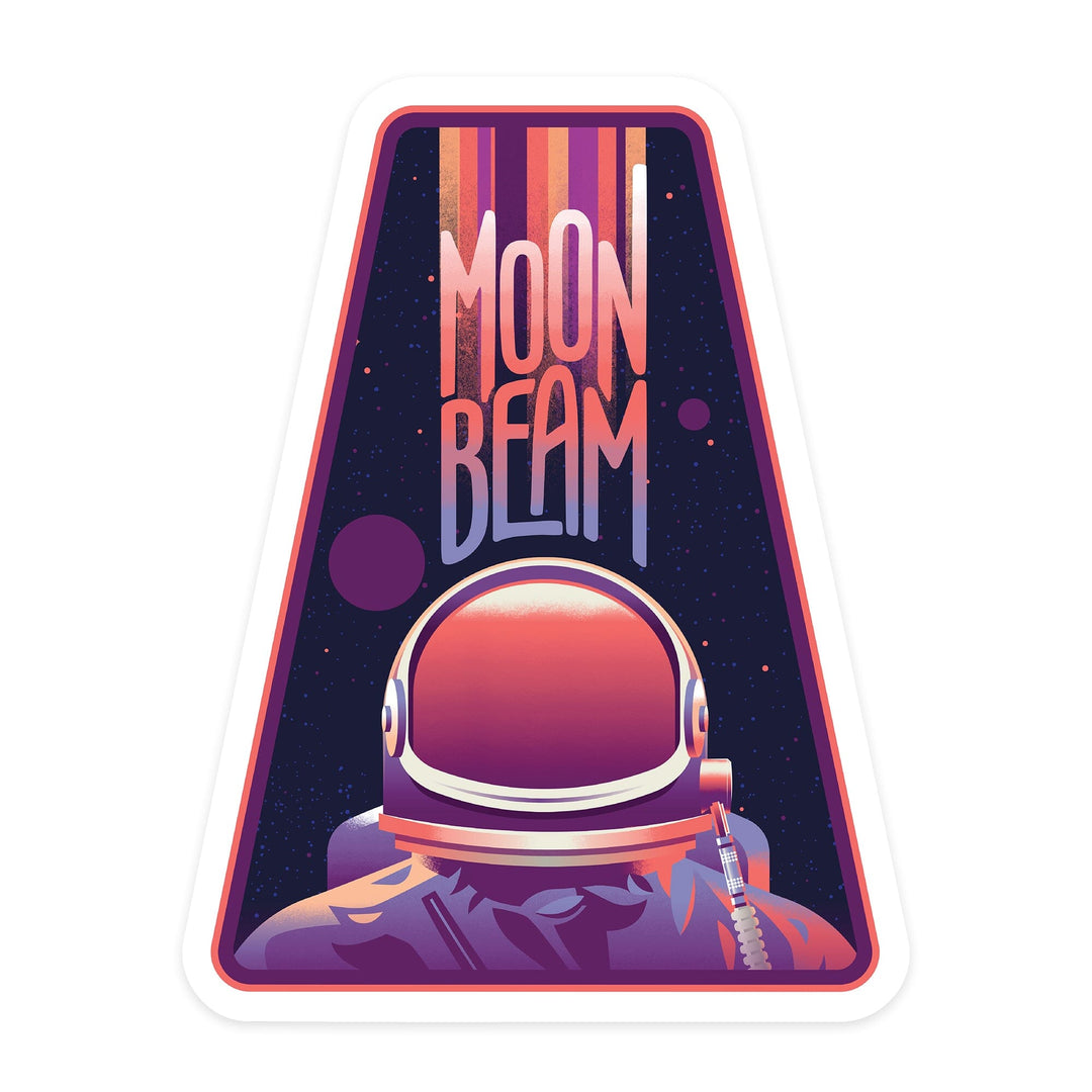 Spacethusiasm Collection, Astronaut, Moon Beam, Contour, Vinyl Sticker Sticker Lantern Press