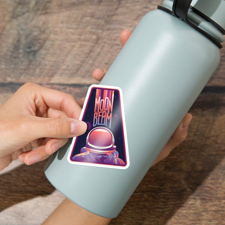 Spacethusiasm Collection, Astronaut, Moon Beam, Contour, Vinyl Sticker Sticker Lantern Press