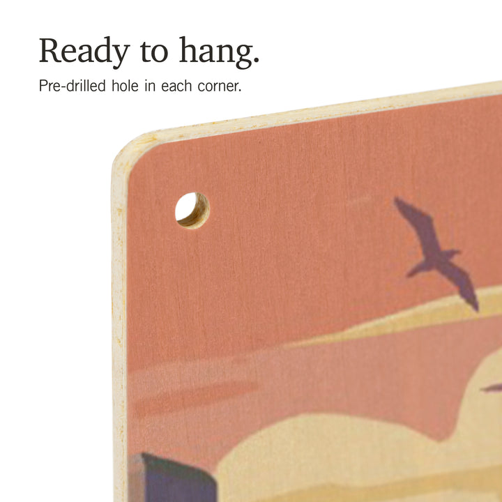 Spring Lake, New Jersey, Painterly, The Beach Is Calling, Beach Bikes, Wood Signs and Postcards Wood Lantern Press