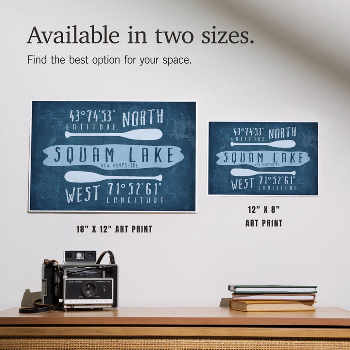 Squam Lake, New Hampshire, Lake Essentials, Latitude and Longitude, Art & Giclee Prints Art Lantern Press