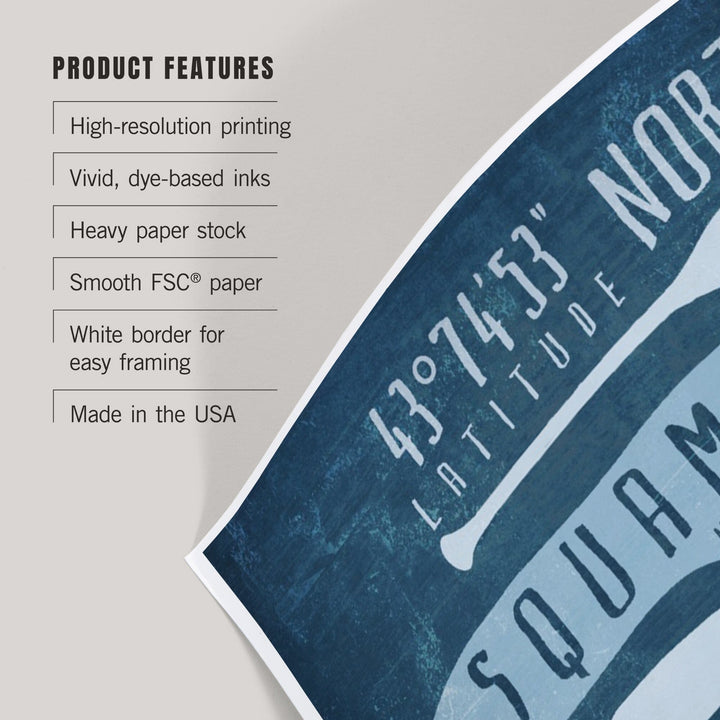 Squam Lake, New Hampshire, Lake Essentials, Latitude and Longitude, Art & Giclee Prints Art Lantern Press