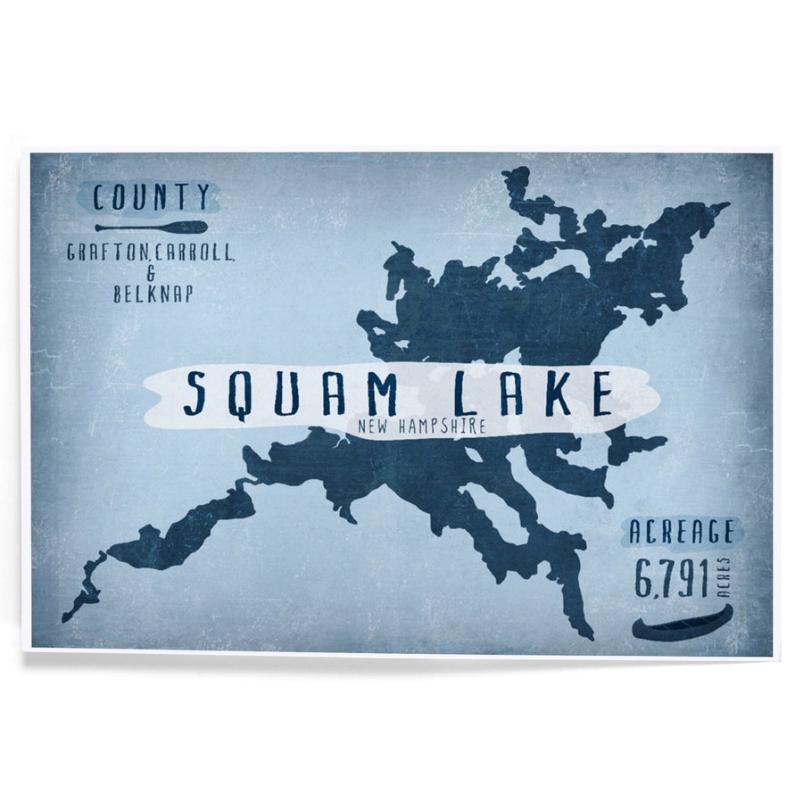 Squam Lake, New Hampshire, Lake Essentials, Shape, Acreage and County, Art & Giclee Prints Art Lantern Press