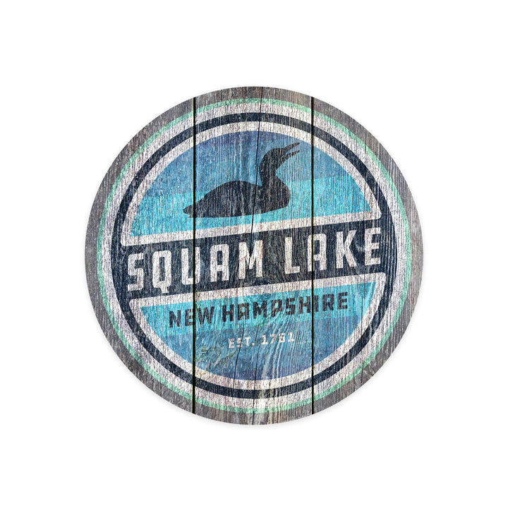 Squam Lake, New Hampshire, Loon Badge, Rustic, Contour, Vinyl Sticker Sticker Lantern Press
