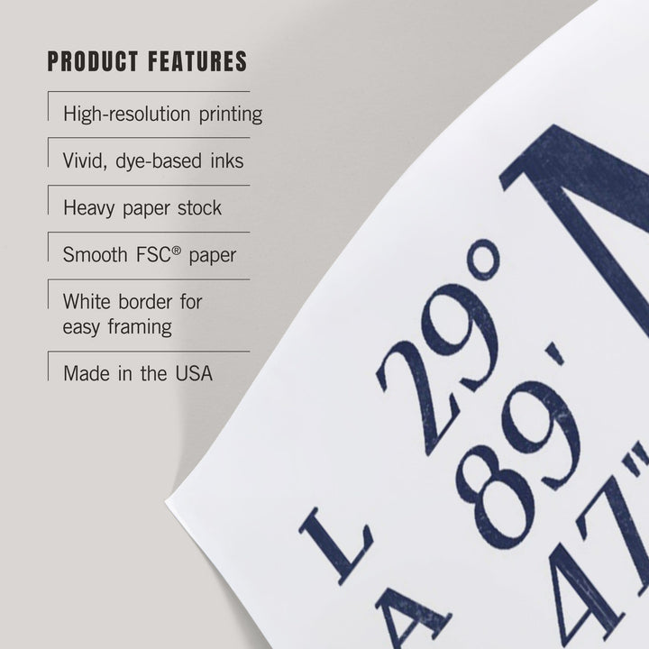 St. Augustine, Florida, Latitude and Longitude (Blue), Art & Giclee Prints Art Lantern Press