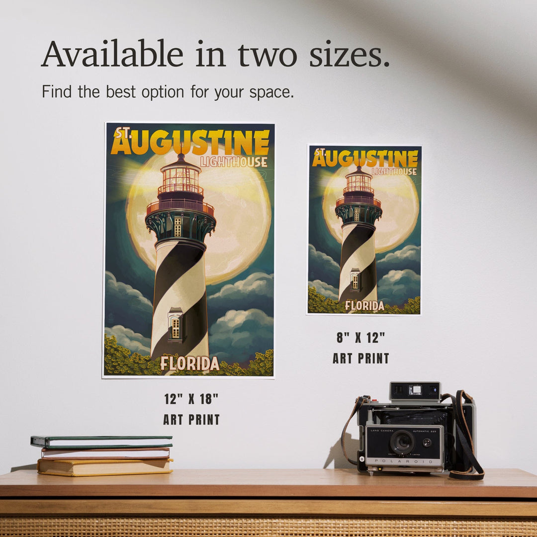 St. Augustine, Florida, Lighthouse and Moon, Art & Giclee Prints Art Lantern Press