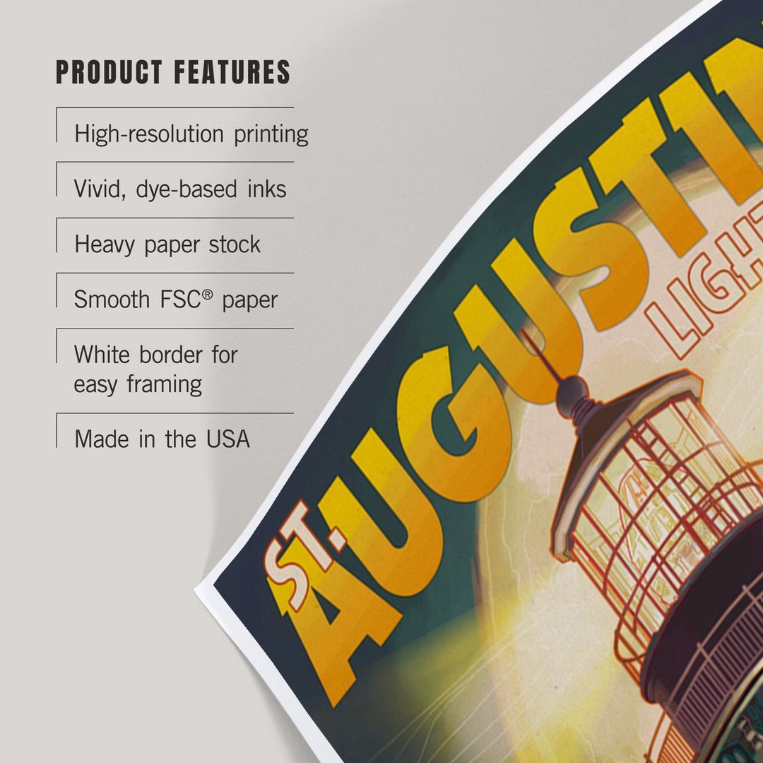 St. Augustine, Florida, Lighthouse and Moon, Art & Giclee Prints Art Lantern Press