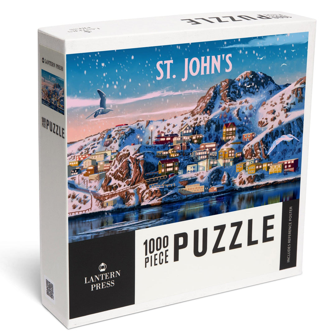 St. John's, Newfoundland and Labrador, Oil Painting, Snowy Town, Jigsaw Puzzle Puzzle Lantern Press