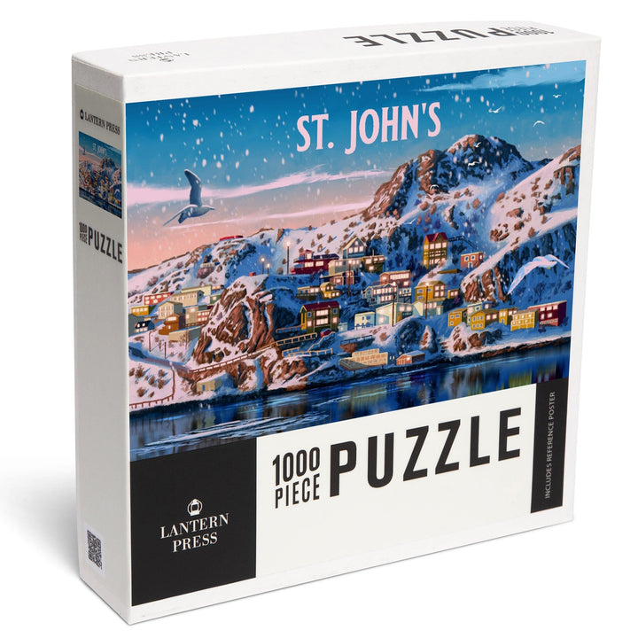 St. John's, Newfoundland and Labrador, Oil Painting, Snowy Town, Jigsaw Puzzle Puzzle Lantern Press