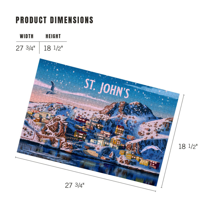 St. John's, Newfoundland and Labrador, Oil Painting, Snowy Town, Jigsaw Puzzle Puzzle Lantern Press