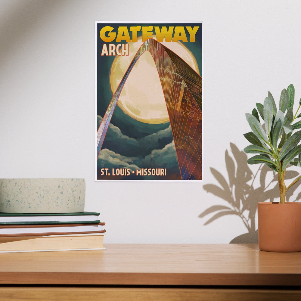 St. Louis, Missouri, Gateway Arch and Moon, Art & Giclee Prints Art Lantern Press