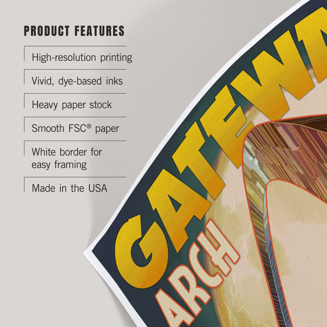 St. Louis, Missouri, Gateway Arch and Moon, Art & Giclee Prints Art Lantern Press