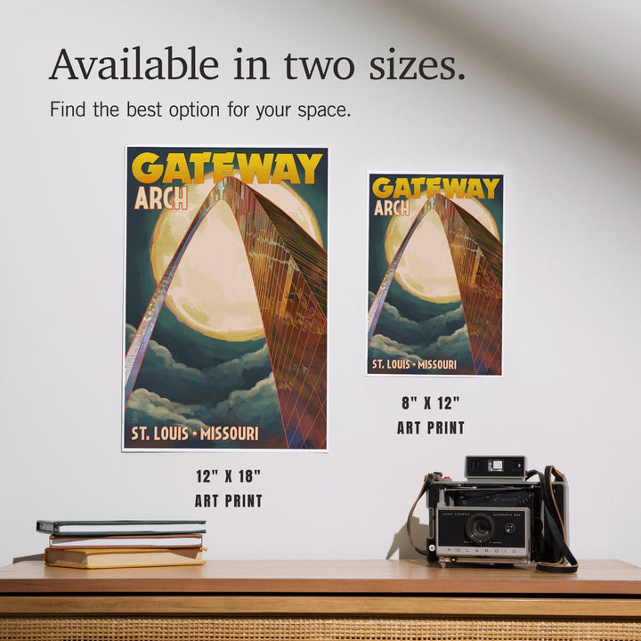 St. Louis, Missouri, Gateway Arch and Moon, Art & Giclee Prints Art Lantern Press