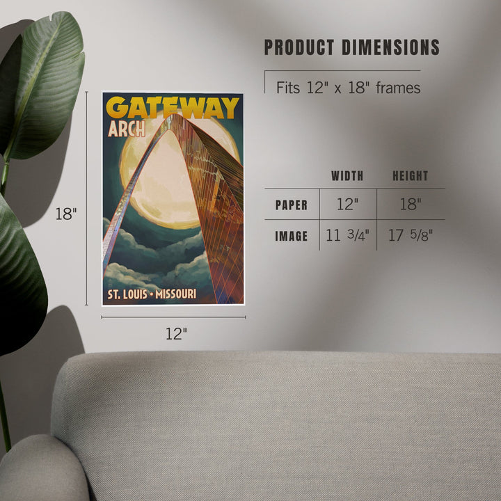 St. Louis, Missouri, Gateway Arch and Moon, Art & Giclee Prints Art Lantern Press