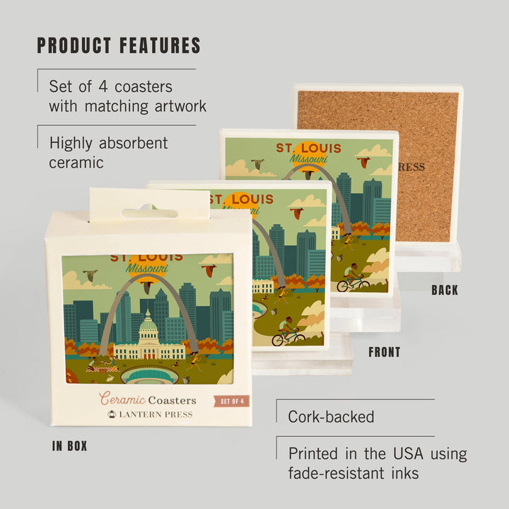 St. Louis, Missouri, Geometric National Park Series, Coasters Coasters Lantern Press