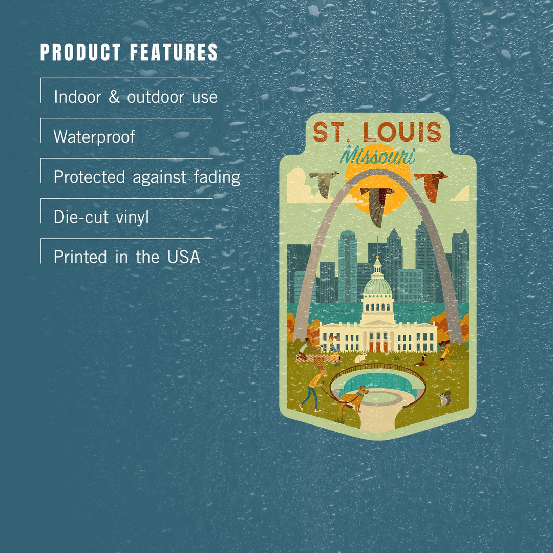 St. Louis, Missouri, Geometric National Park Series, Contour, Vinyl Sticker Sticker Lantern Press