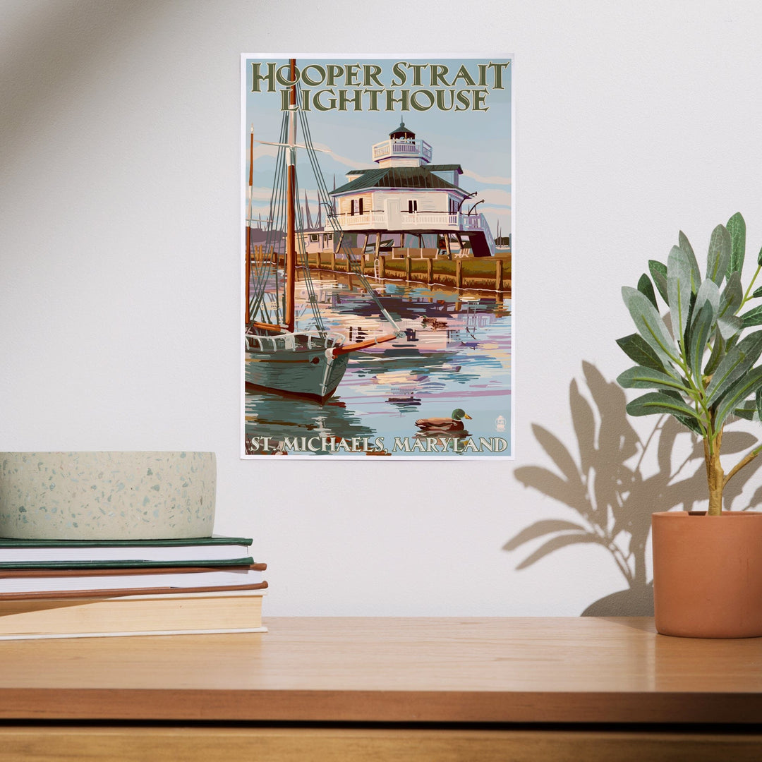 St. Michaels, Maryland, Hooper Strait Lighthouse (Colorized), Art & Giclee Prints Art Lantern Press