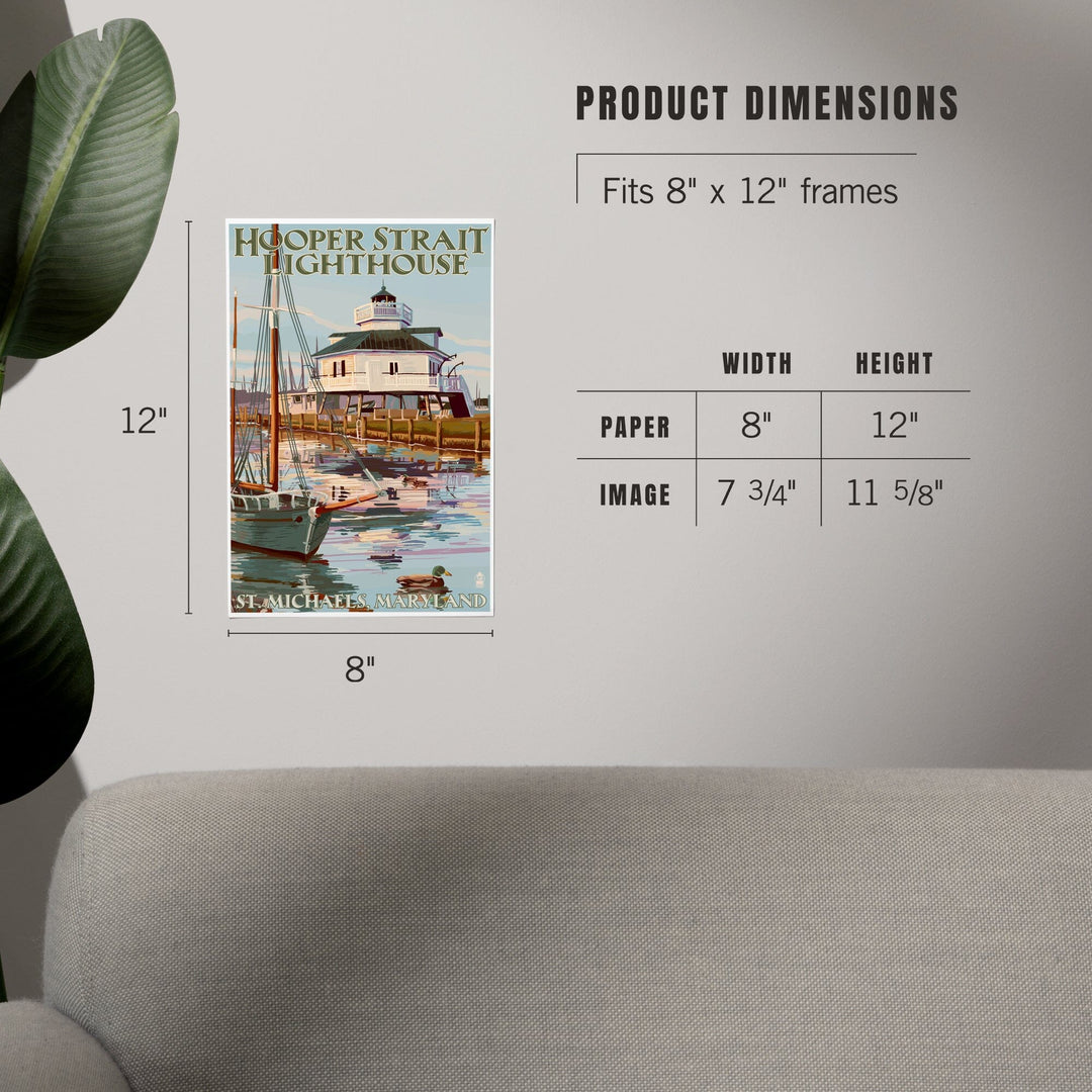 St. Michaels, Maryland, Hooper Strait Lighthouse (Colorized), Art & Giclee Prints Art Lantern Press