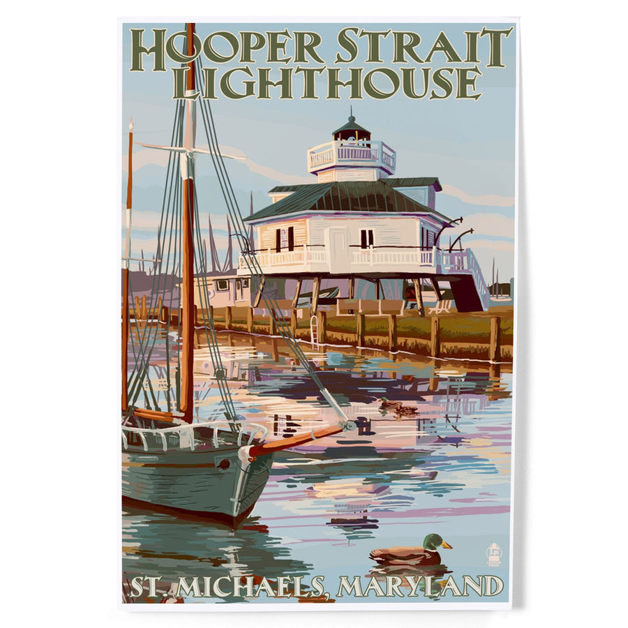 St. Michaels, Maryland, Hooper Strait Lighthouse (Colorized), Art & Giclee Prints Art Lantern Press