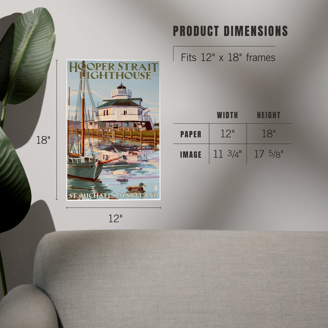 St. Michaels, Maryland, Hooper Strait Lighthouse (Colorized), Art & Giclee Prints Art Lantern Press